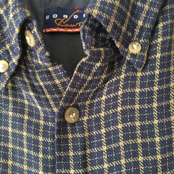 GORDIE HOWE Button Shirt L VINTAGE blue brown plaid embroidered - Picture 4 of 14